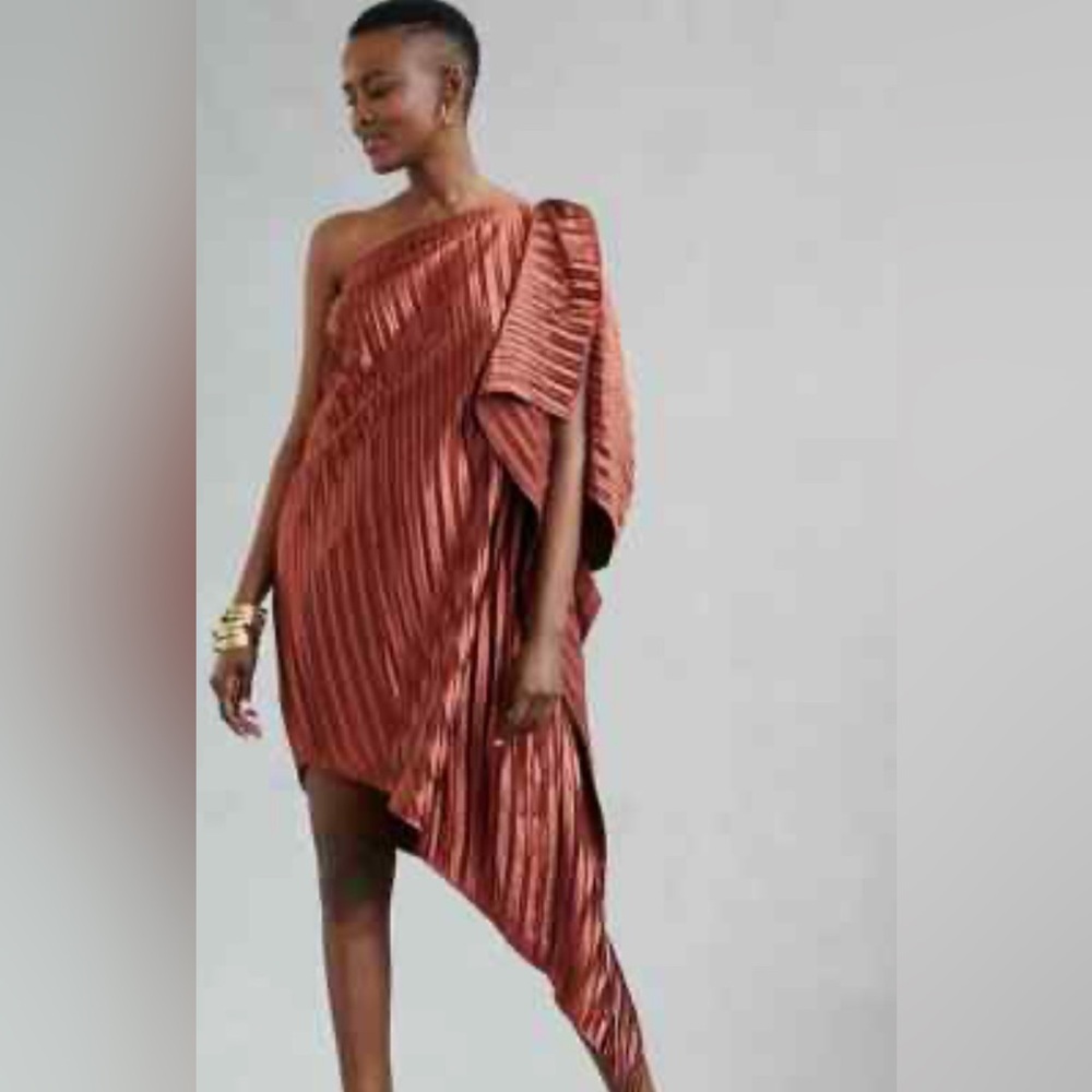 Guapa by Anthropologie Chic Copper One-Shoulder Dress